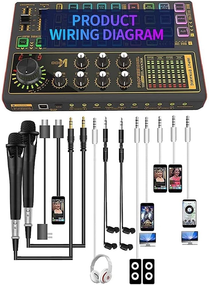 Pack of 2 Audio Interface with Audio Mixer and Live Sound Card D679424