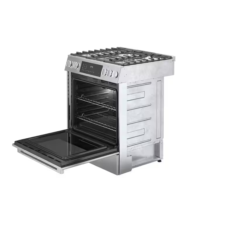 30 in. Slide-In Dual Fuel Range with Gas Stove and Electric Oven in Stainless Steel Q1299