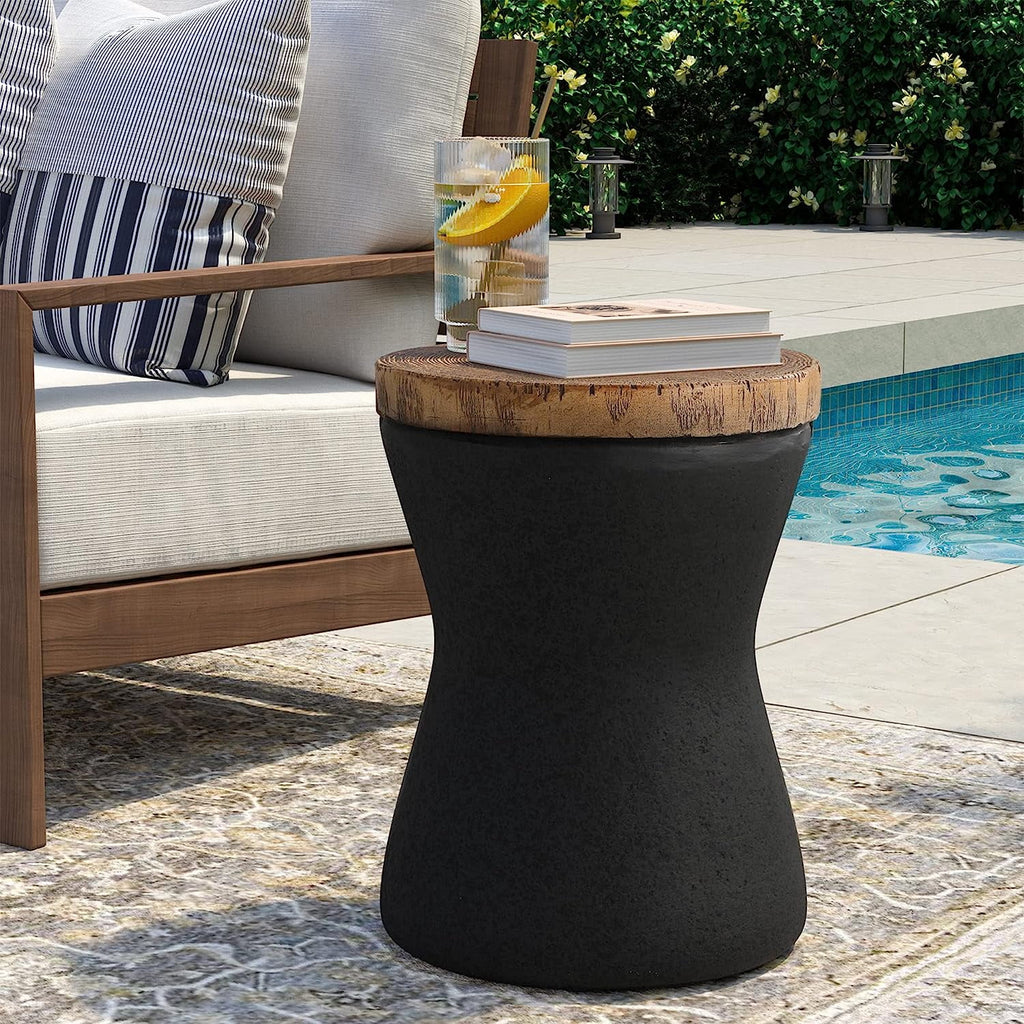 11" Hourglass Shaped Concrete Outdoor Accent Table X886216