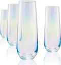 White Pearl Luster Stemless Champagne Flutes Set of 4 L766268