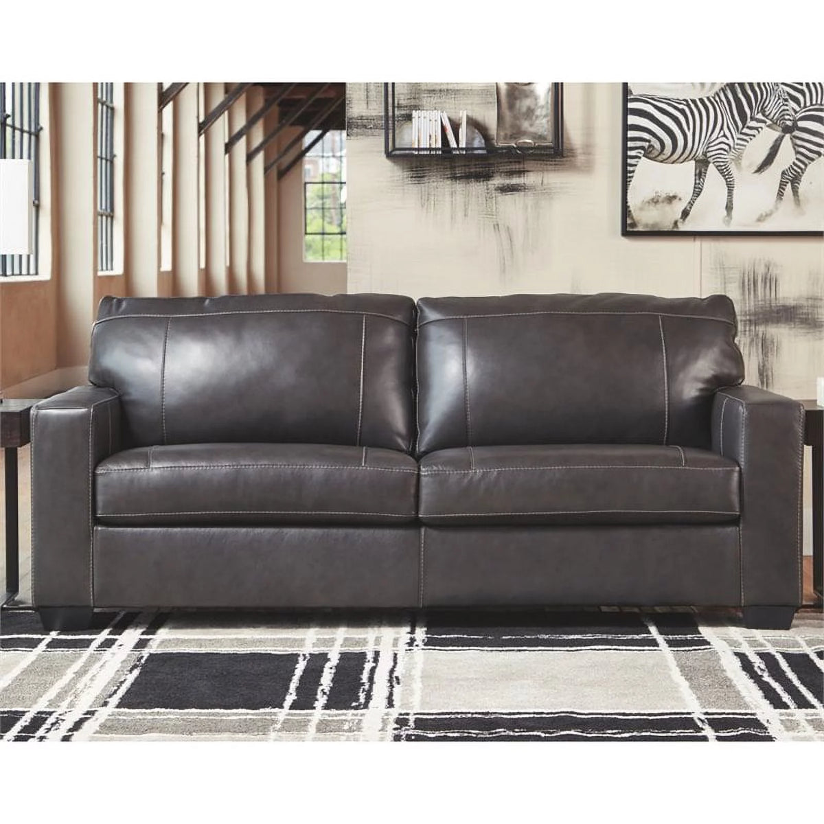 Gray Leather Sofa D8849