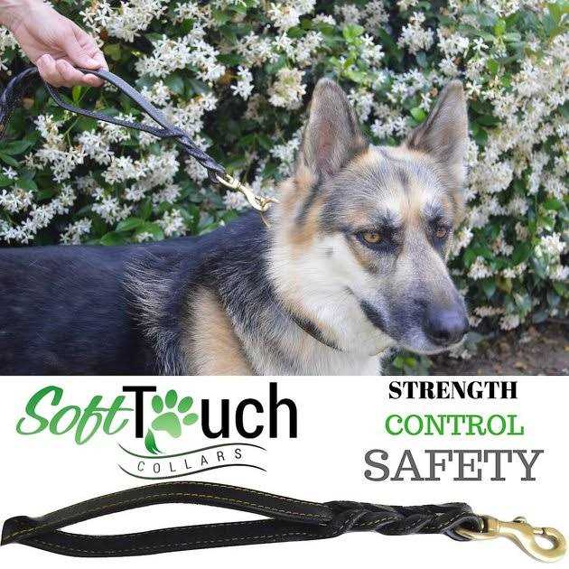 6 Foot Braided Leather Dog Leash with Traffic Handle G33340