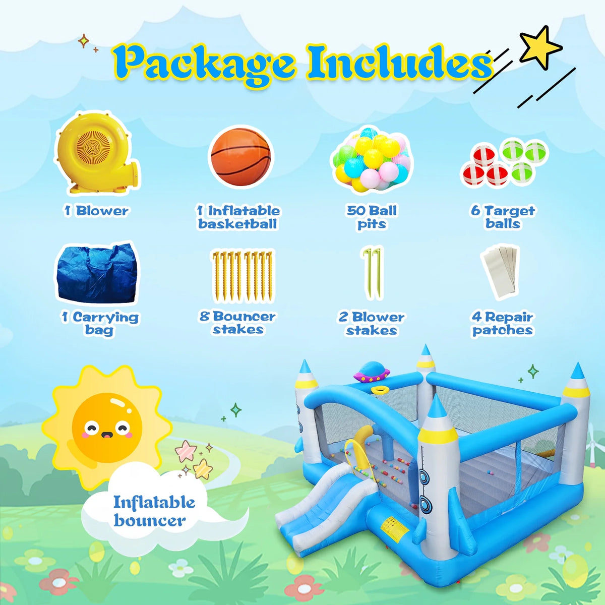 Inflatable Bouncer with Slide Jumping Castle Y8347