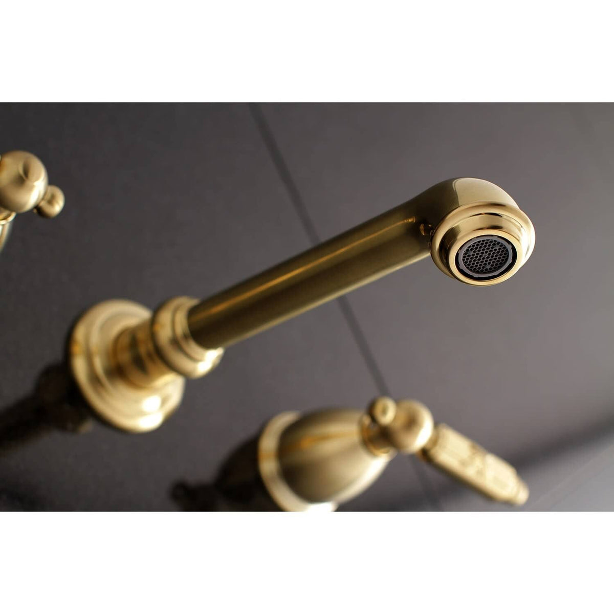 Polished Nickel 8-Inch Center Wall Mount Bathroom Faucet E165008
