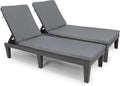 2 Pcs Adjustable Outdoor Chaise Lounge Chairs Set Black T2800