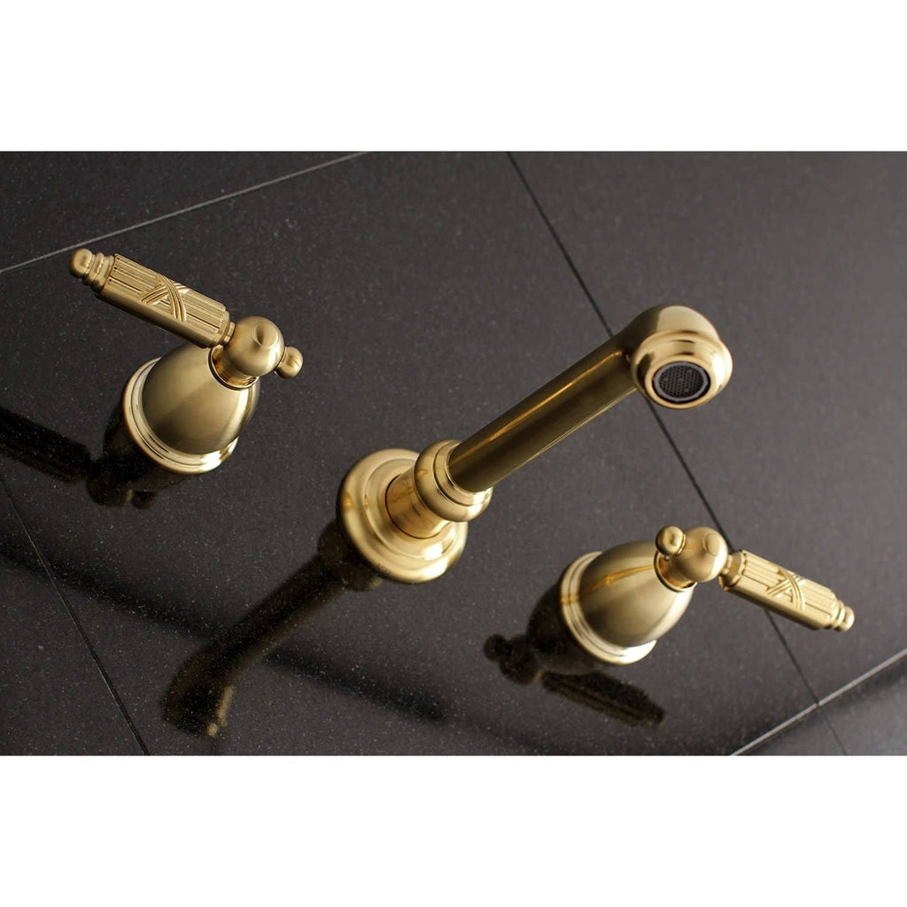 Polished Nickel 8-Inch Center Wall Mount Bathroom Faucet E165008