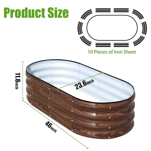 Galvanized Raised Garden Bed, 2 Pcs 4x2x1ft Oval Metal Planter Box D12149
