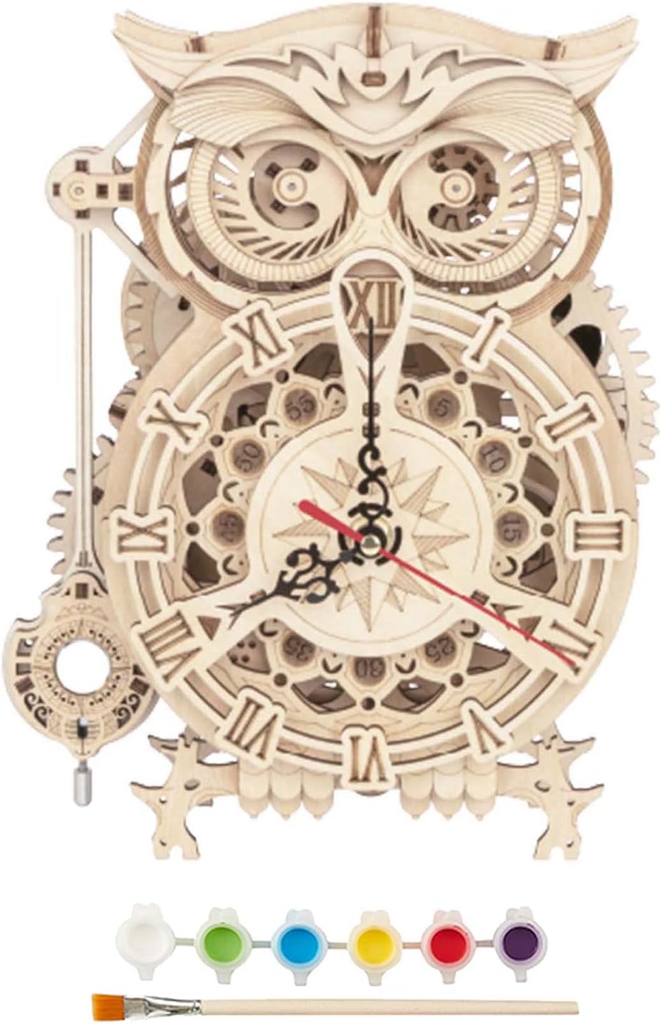Wooden Jigsaw Puzzle Owl Clock Mechanical Building Set B873889