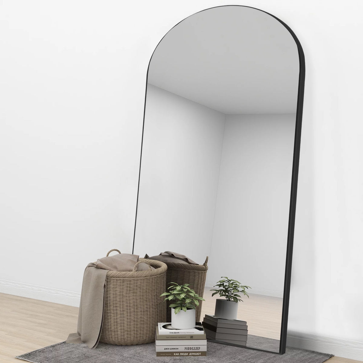 71"x28" Black Arched Full Length Mirror Z1375