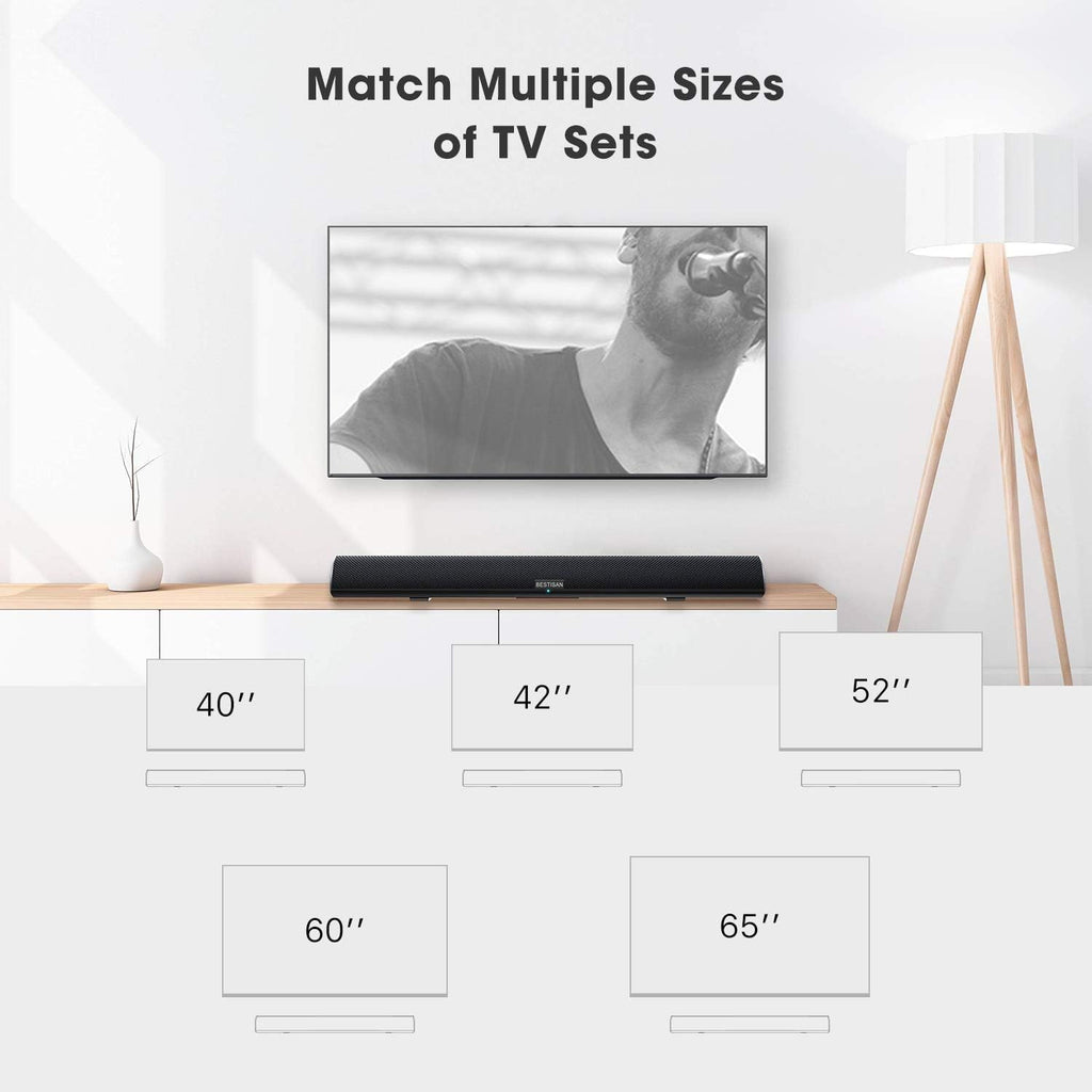 Sound Bar with Bluetooth 5.0, 40 Inch, 6 Drivers, 105dB, Wall Mountable Y9384