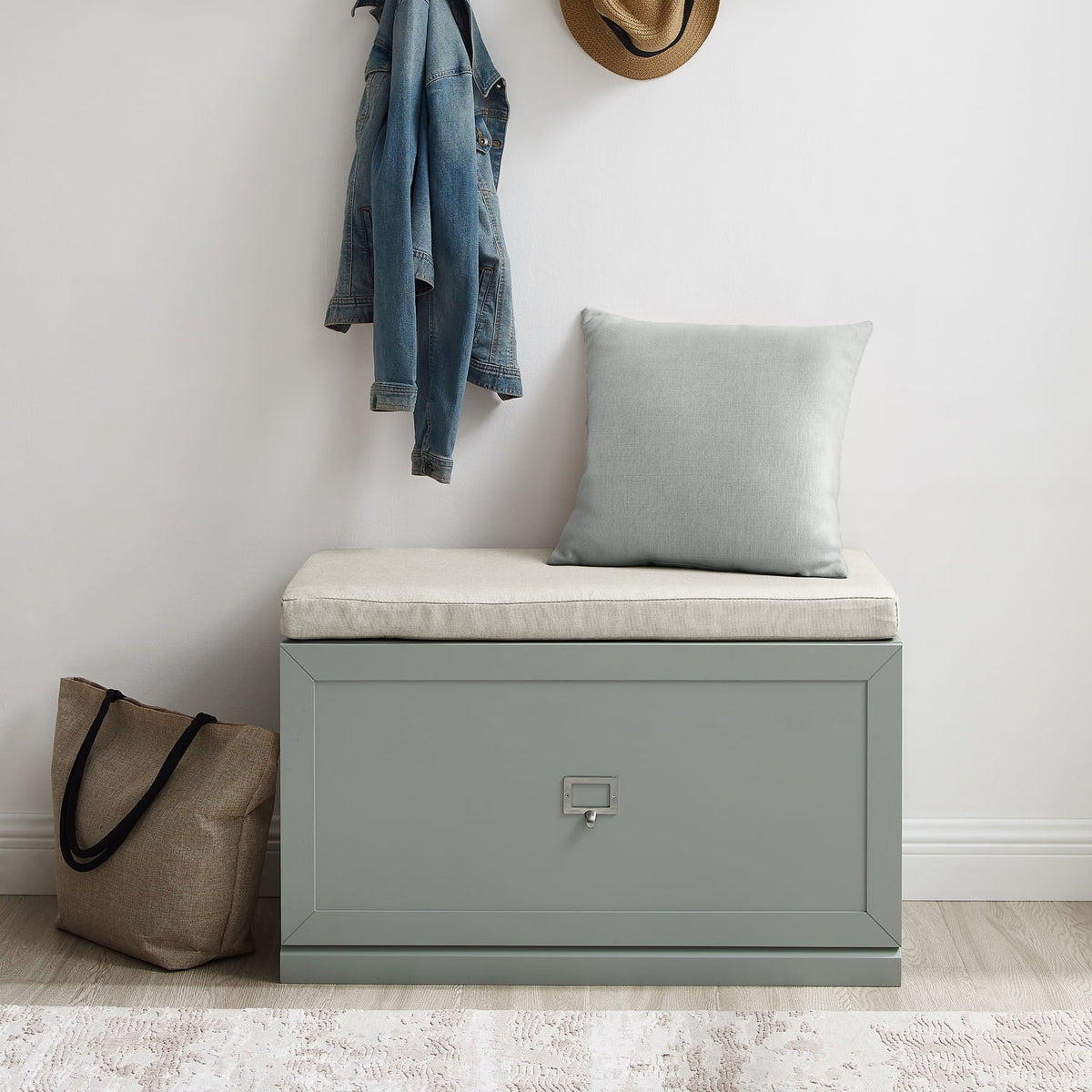Gray and Cream Wooden Entryway Bench G49118
