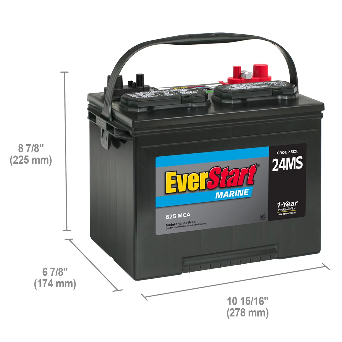 Lead Acid Marine Starting Battery Group Size 24MS 12 Volt 1000 MCA C2430