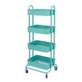 Blue 4-Tier Metal Mesh Rolling Utility Cart R60378