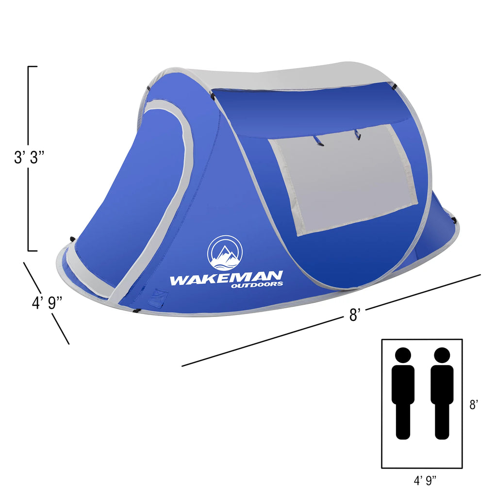 Water-Resistant 2-Person Pop-up Tent (Blue) B159