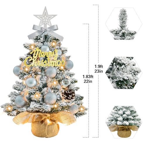 White 22 Inch Mini Artificial Christmas Tree with Lights I979886