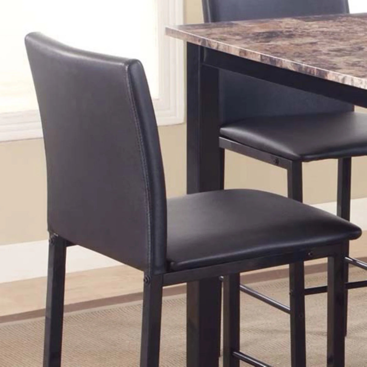 Black Counter Dining Set with Laminated Faux Marble Top F4490