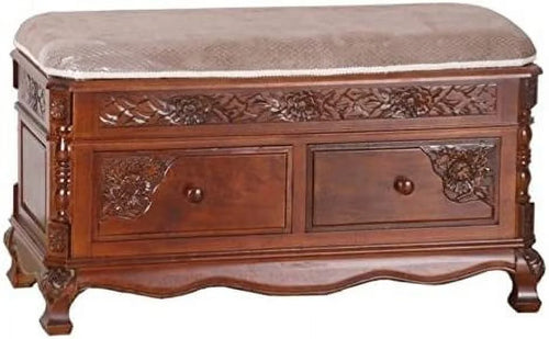 2 Drawer Storage Bench in Walnut Stain E659530