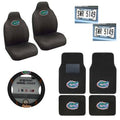 4 PC Carpet Floor Mats with 2 Chrome License Plate and 2 Seat Covers Plus Wheel Cover U303