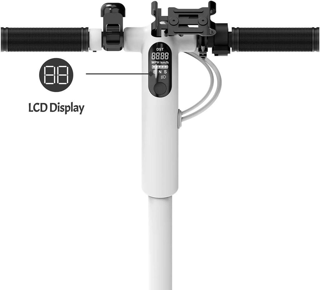White Folding Electric Scooter with Phone Holder and LCD Display W7227