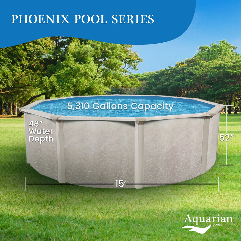 15 Foot x 52 Inch Steel Frame Above Ground Swimming Pool J556
