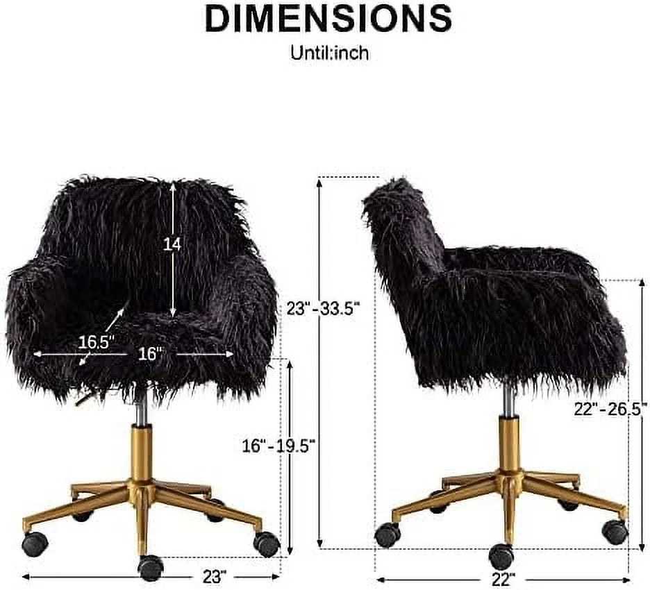 Fluffy Faux Fur Swivel Desk Chair with Wheels Q4912