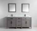 72 in. Grey Double Sink Vanity with Carrara Marble and Mirror Z629