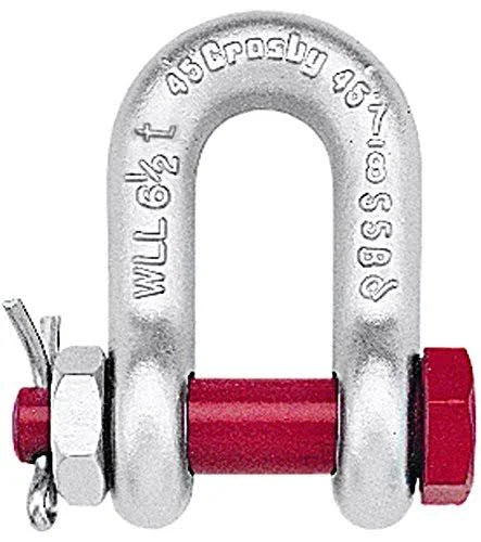 Carbon Steel Round Pin Chain Shackle, 35 Ton Working Load Limit, 2x22 Size V338052