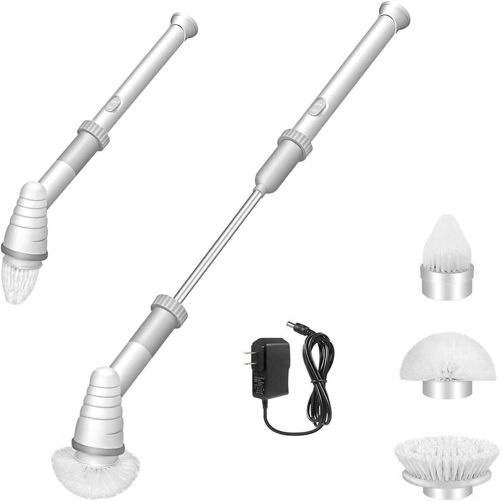 Cordless Electric Spin Scrubber with Long Handle, 3 Brush Heads, Pack of 2 D23188