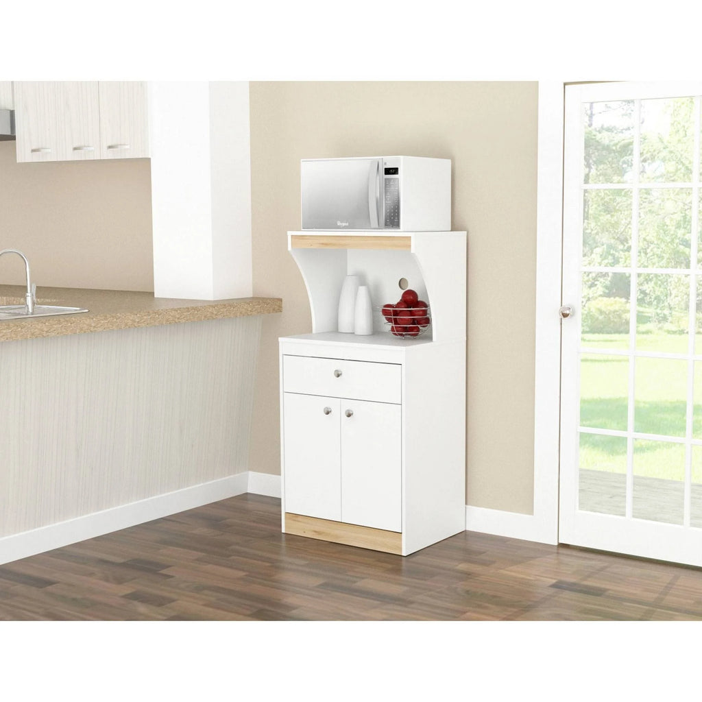 White and Vienes Oak Microwave Cabinet V2731