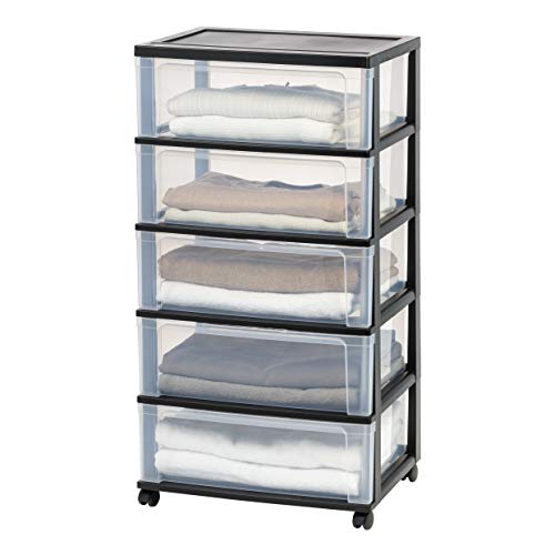 Black Plastic 5 Drawer Rolling Storage Organizer K61705