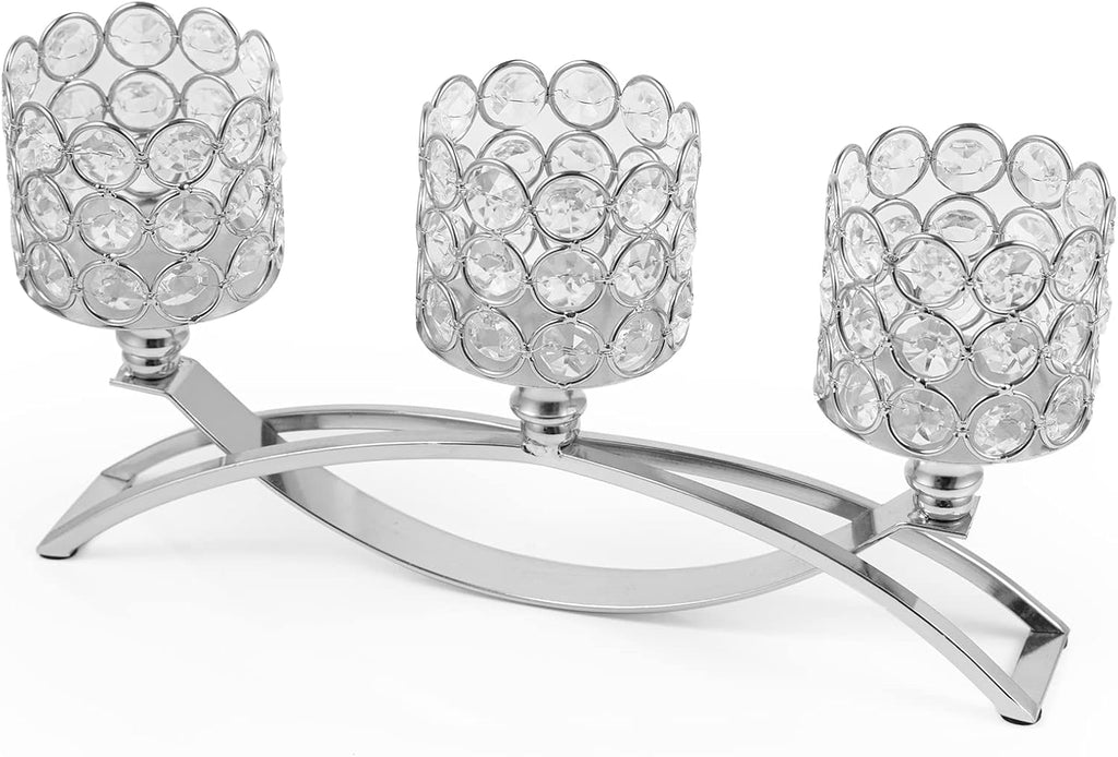 Gold 3 Arm Crystal Candle Holders J19273