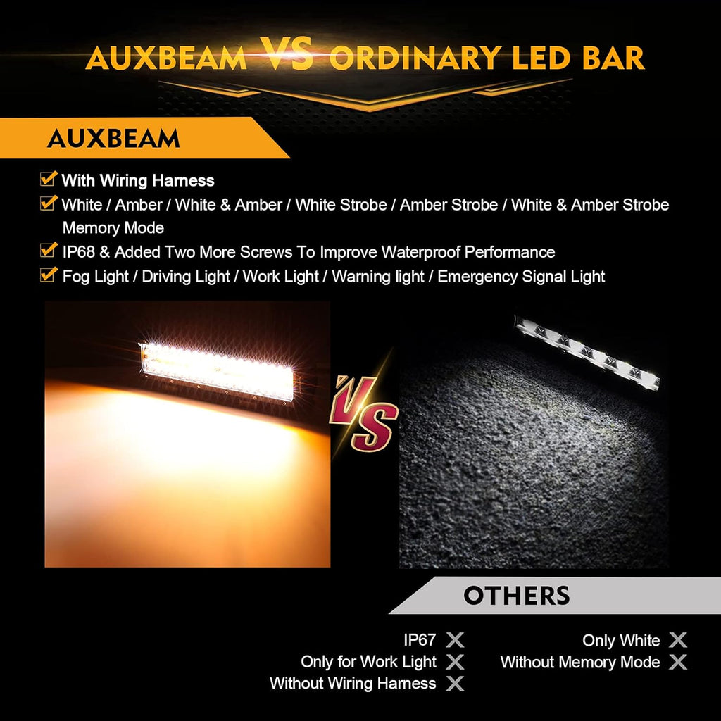 LED Amber Light Bar 12Inch 300W Spot Flood Combo Dual Color Offroad Light Bar Pack of 2 O15305