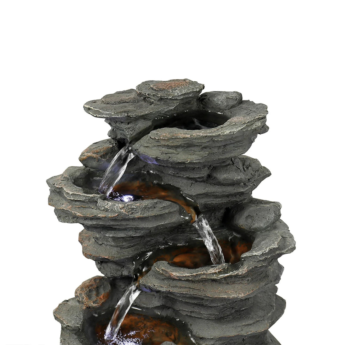 Tabletop Water Fountain with LED Light, Indoor Rock Resin Fountain S53166