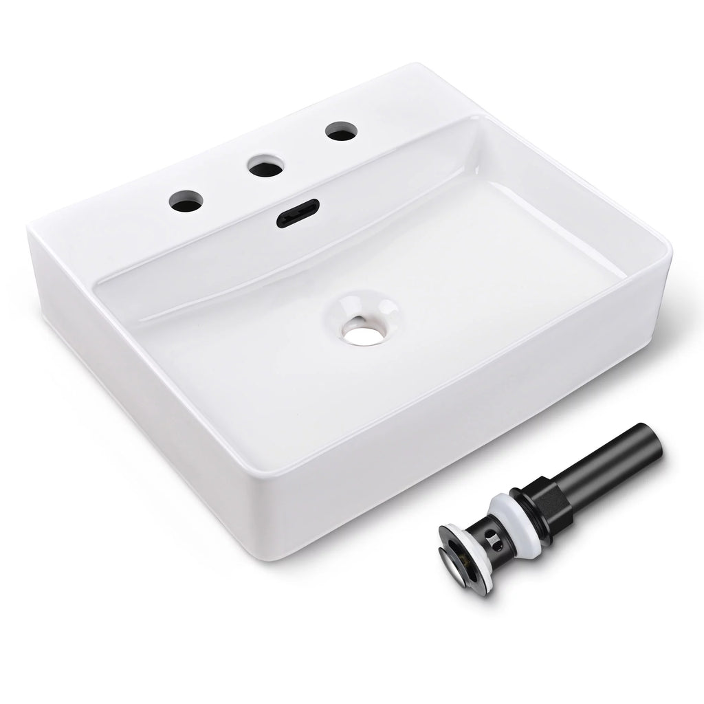 20" Rectangle White Ceramic Vessel Sink P32985