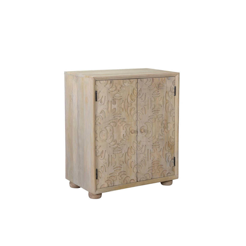 2 Door Carved Cabinet Natural J74868