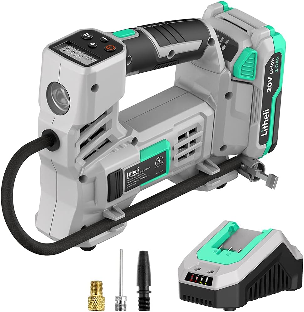 20V Cordless Tire Inflator with 2.0 Ah Battery & Fast Charger, 150 PSI, Pack of 2 I7684