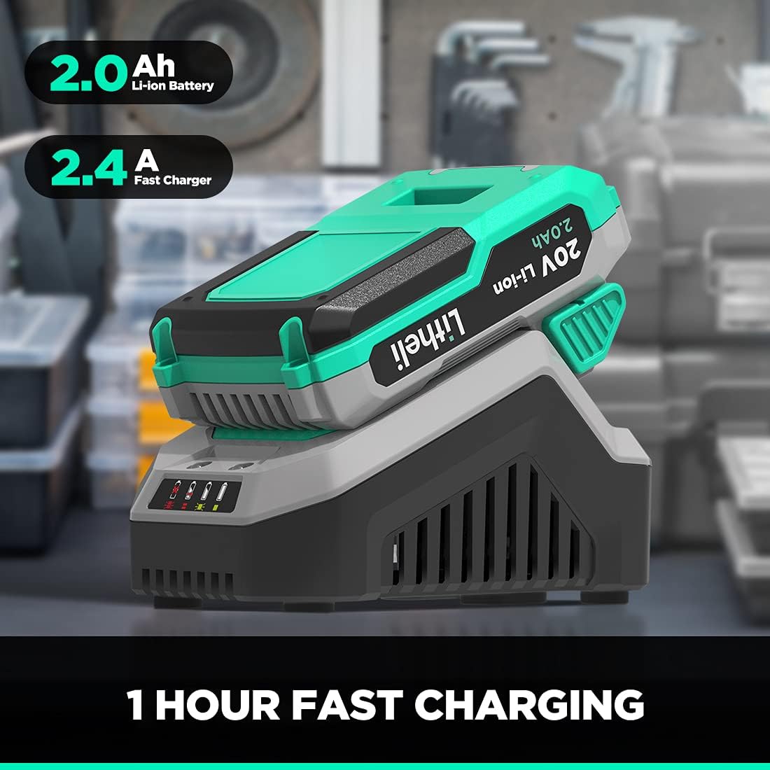 20V Cordless Tire Inflator with 2.0 Ah Battery & Fast Charger, 150 PSI, Pack of 2 I7684