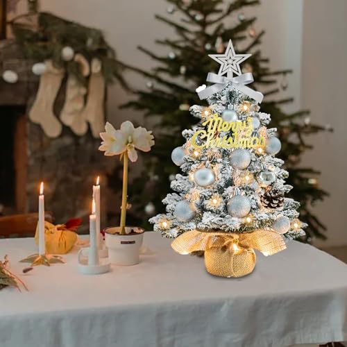 White 22 Inch Mini Artificial Christmas Tree with Lights I979886