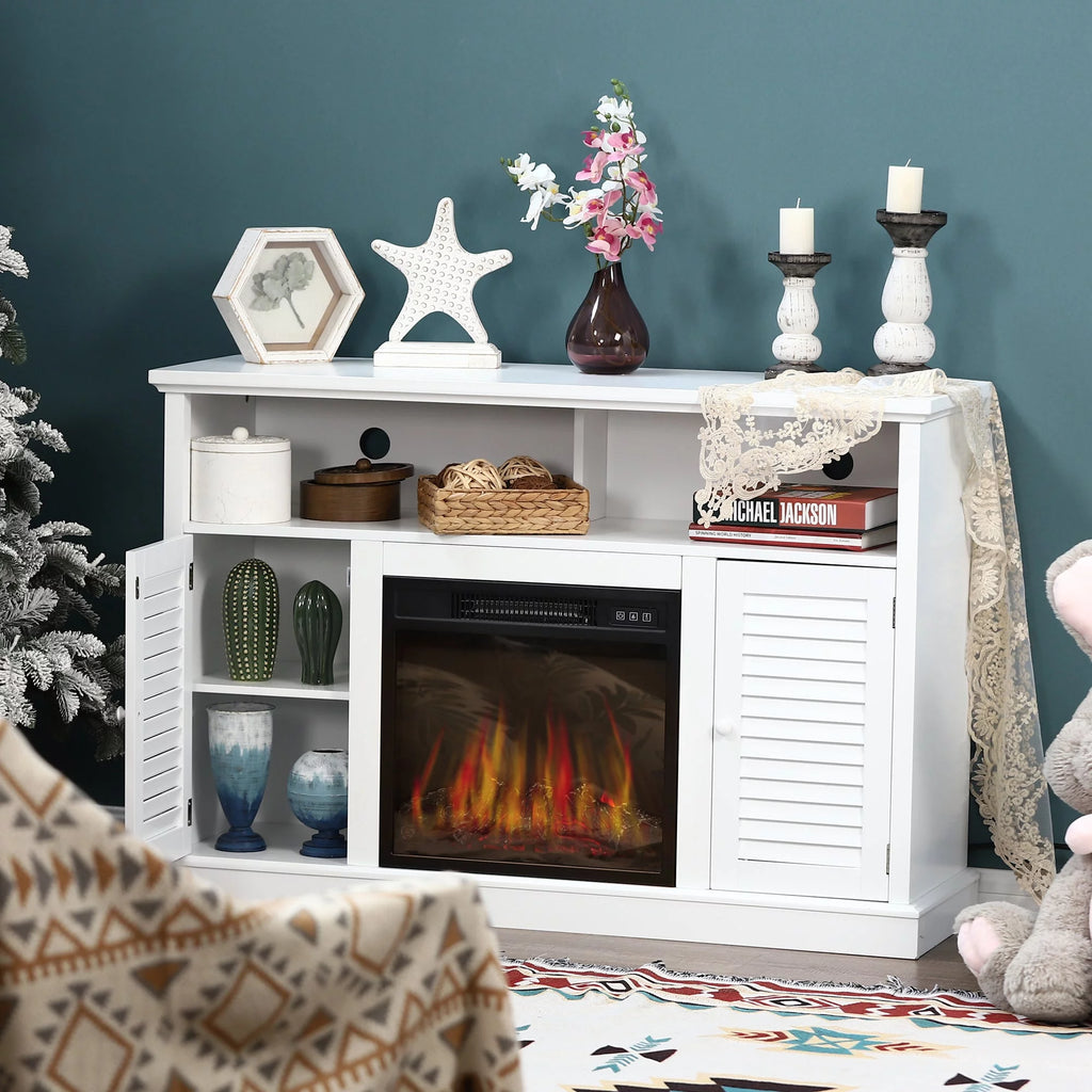 White Electric Fireplace TV Stand E47614