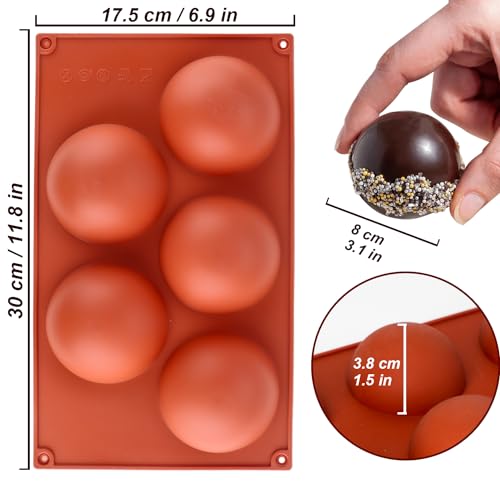 3 Pack Large 6-Cavity Semi Sphere Silicone Baking Molds T49750