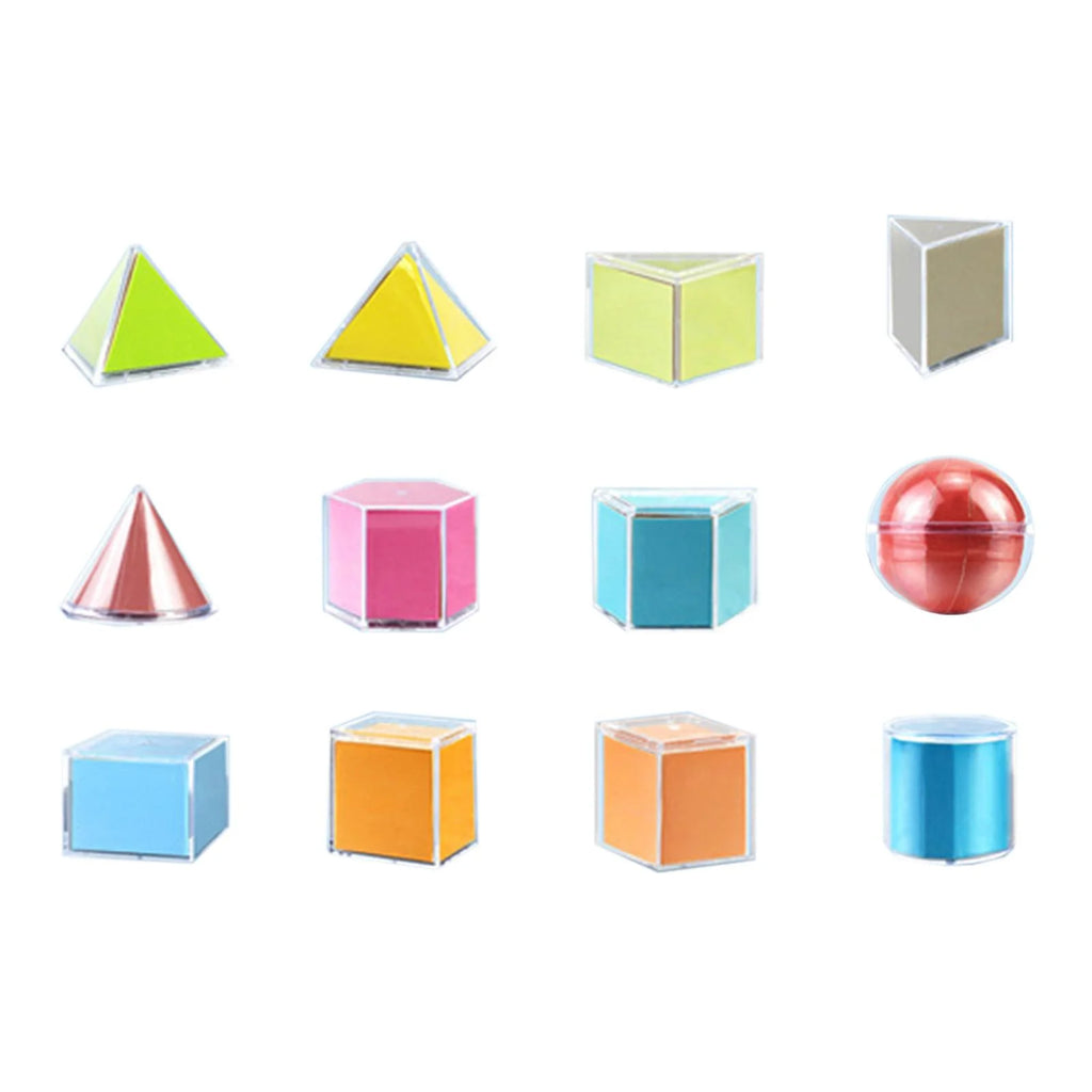 12 Pieces 3D Geometric Shapes Blocks Pattern Blocks Educational Toy C4103