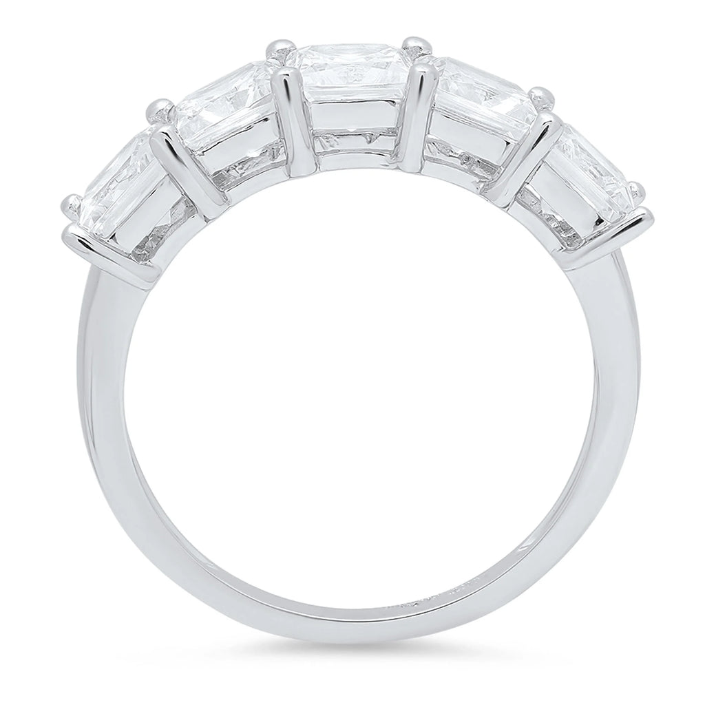 Princess Cut Genuine Cultured Diamond 18K White Gold Eternity Ring C218