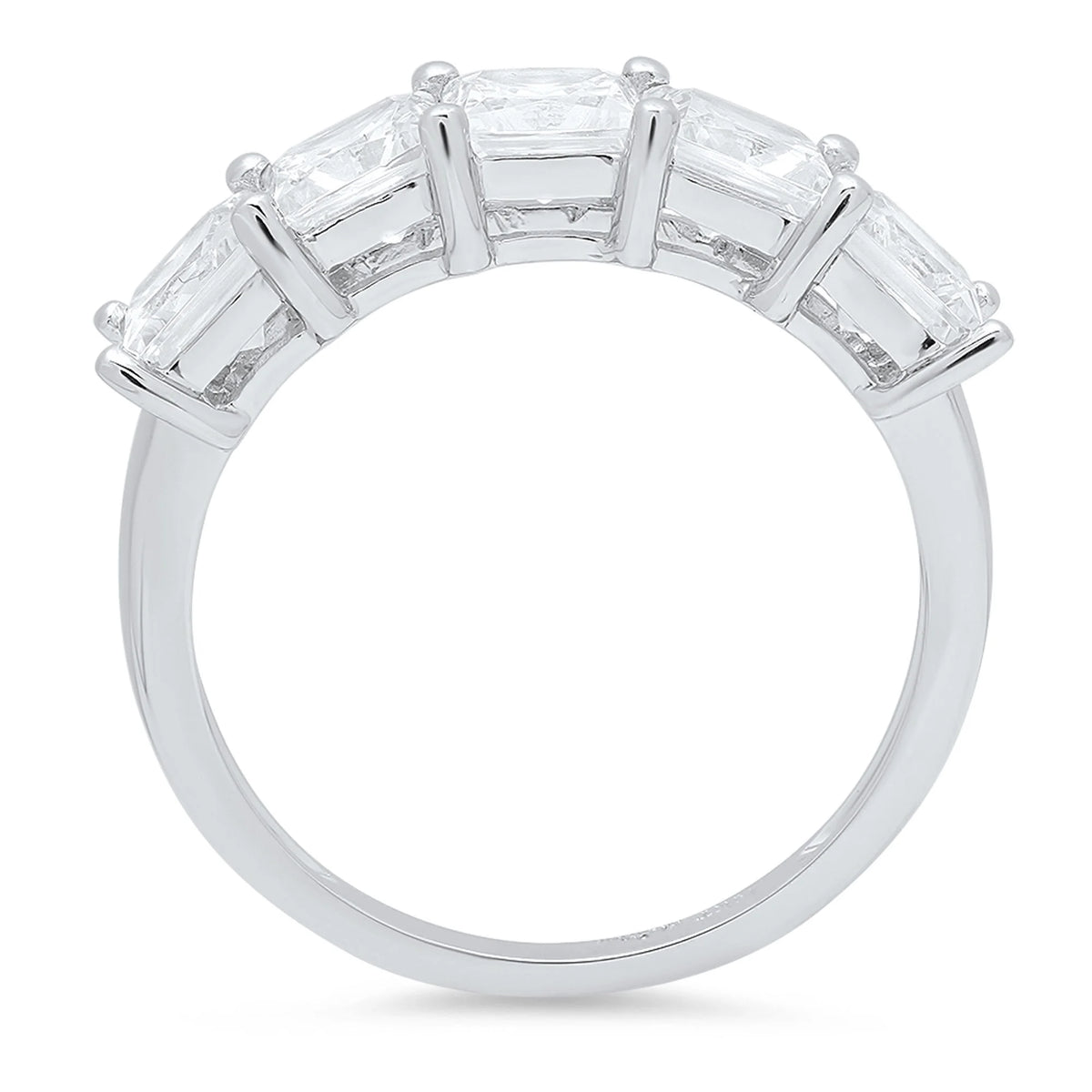 Princess Cut Genuine Cultured Diamond 18K White Gold Eternity Ring C218