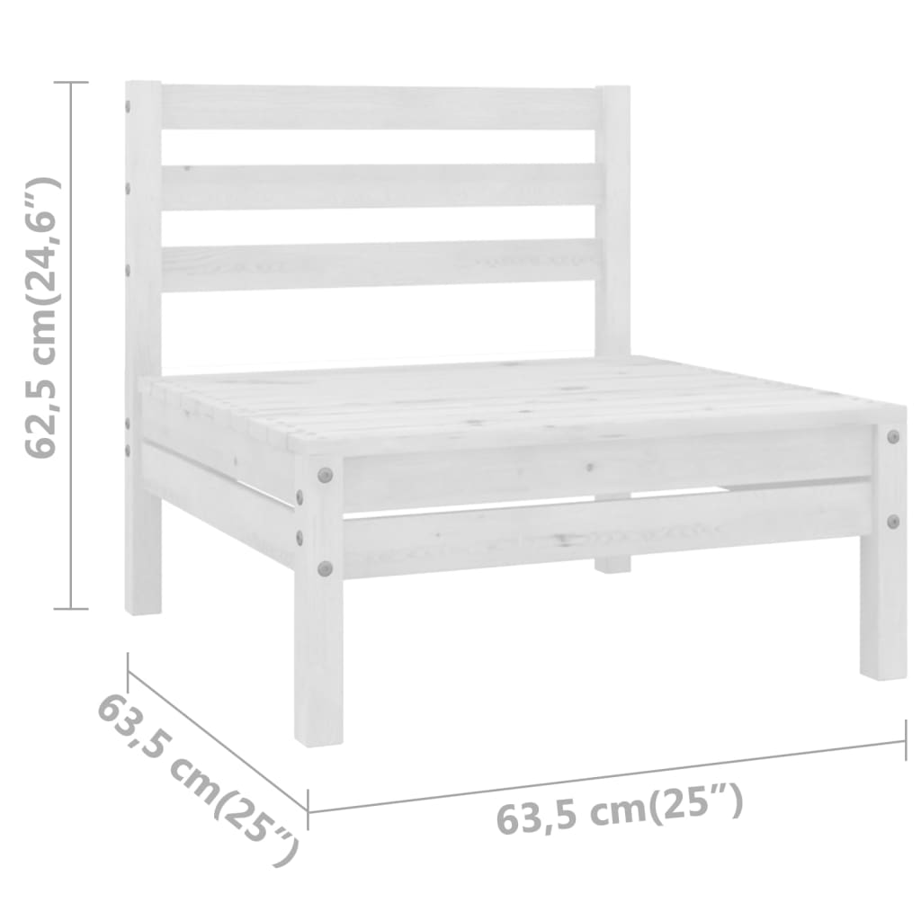 White Solid Wood Pine Patio Sofas 2 pcs X1497
