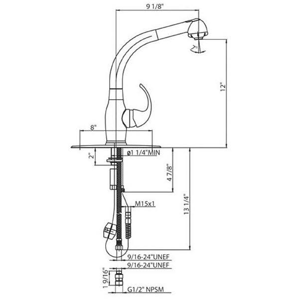 Polished Chrome Single Lever Kitchen Faucet with Pull-Out Spray Head A26913