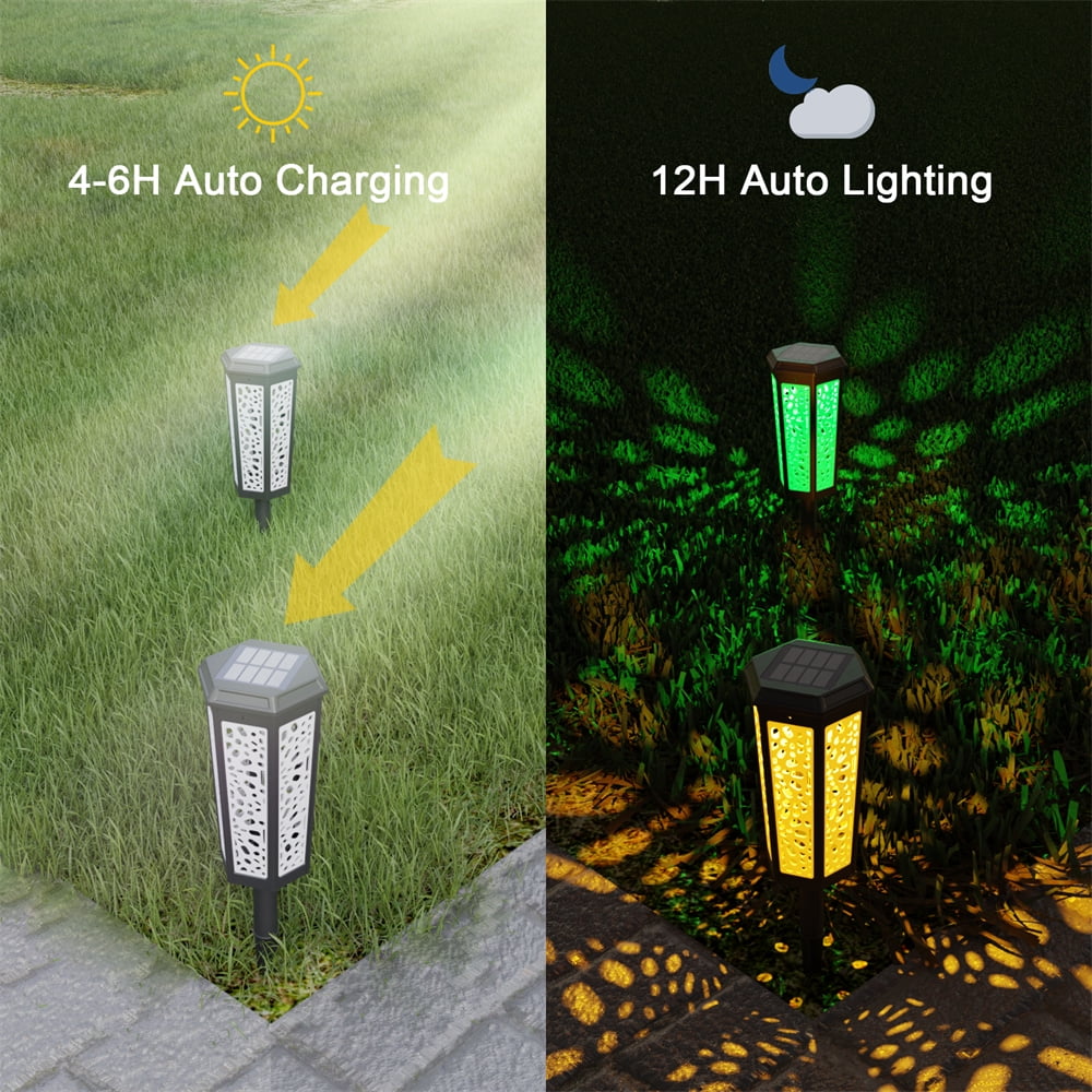 6 Pack Color Changing Waterproof Solar Pathway Lights D290