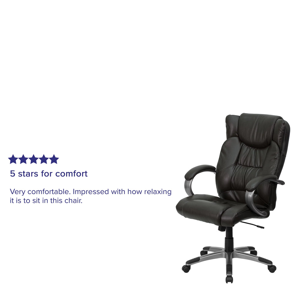 High Back Espresso Brown Executive Swivel Office Chair with Loop Arms F65425