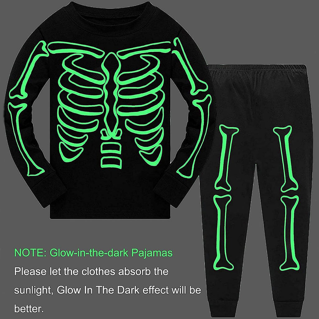 Halloween Glowing Skeleton Boys Pajamas Set 10T N32944