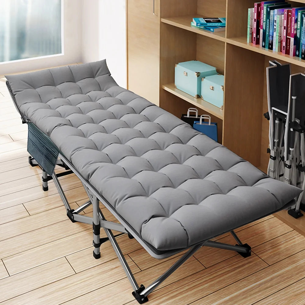 Folding Camping Cot with Thick Mattress, Double Layer Oxford, Carry Bag I187604
