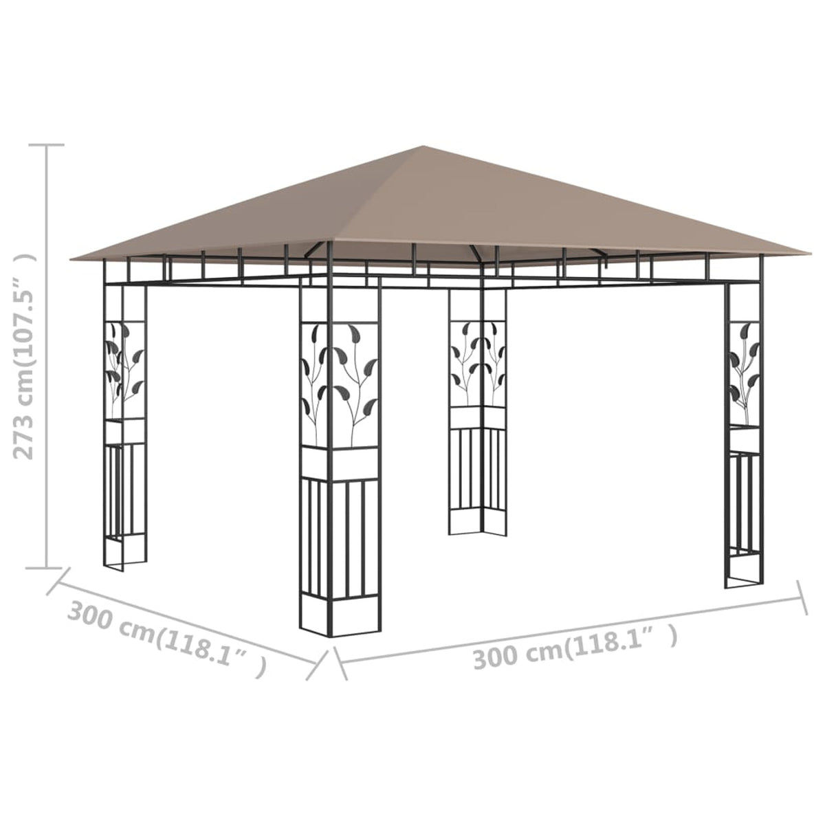 Taupe Gazebo with Mosquito Net K4438